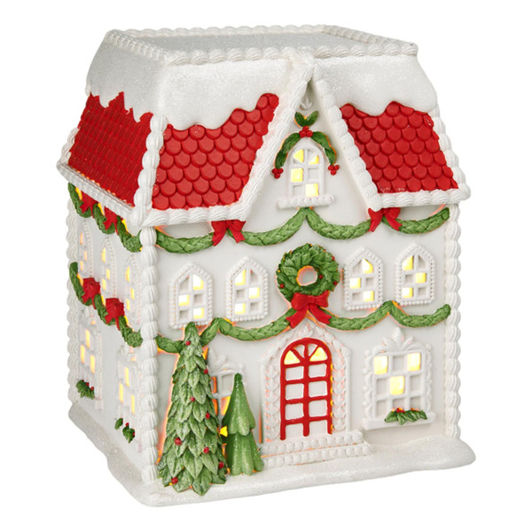 31cm LED Red Roof Xmas House