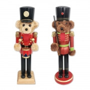 Wood Nutcracker Bear w/Drum or Rifle