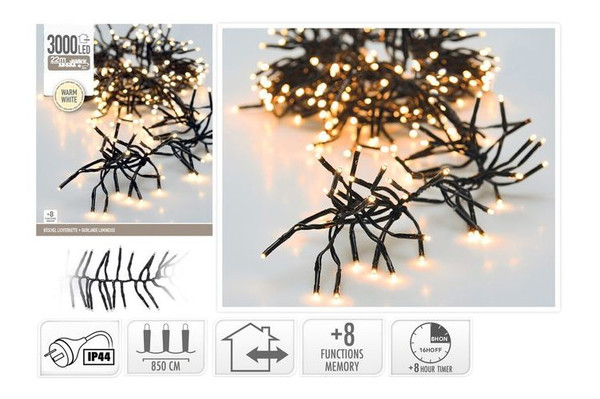 Cluster Lights - Christmas 3000 LED Warm White - 21.8m