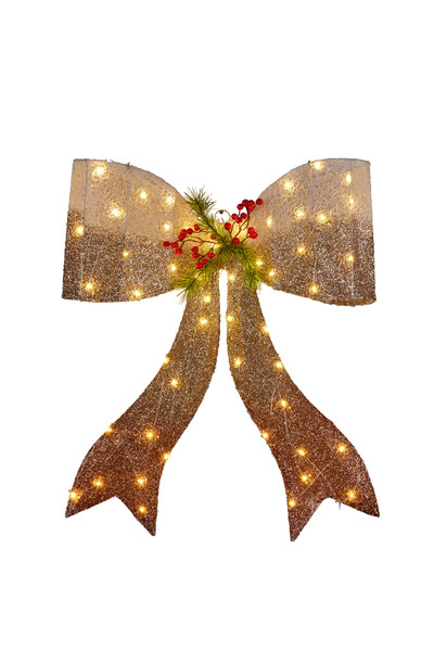 Christmas Bow Display with Lights- 70cmH