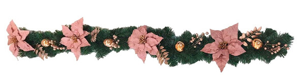 Rose Gold Poinsettia Garland 180cm