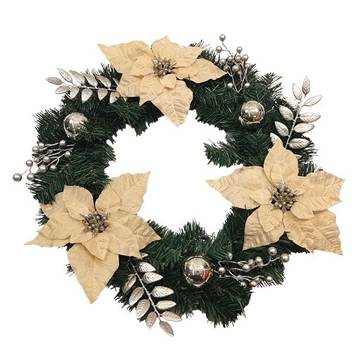 Gold Poinsettia Wreath 55cm