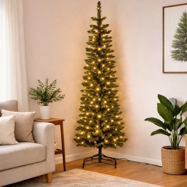 7.5ft Christmas Tree Pencil Pine - Multi Lights