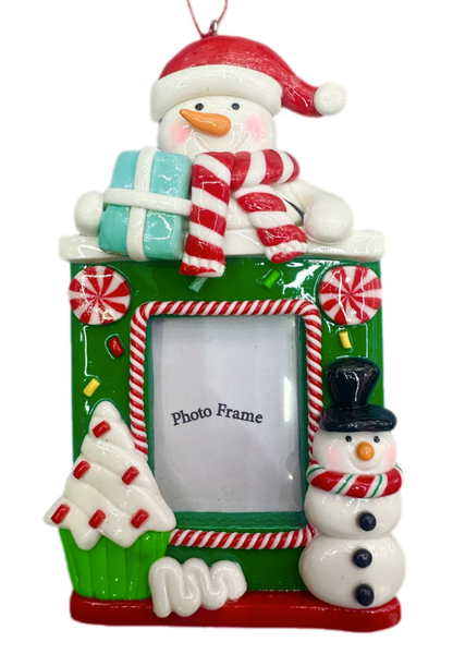 Snowman Christmas Gift Frame Ornament 12cm