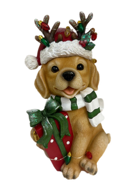 Christmas Dog - LABRADOR Holding Present 30cm
