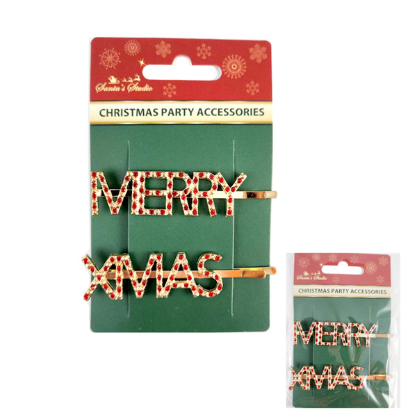"MERRY XMAS" DIAMANTE Hair Clip