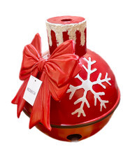 Bauble Centrepiece - Tin RED CANDLEHOLDER 35CM