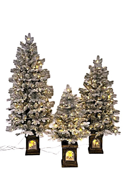 Christmas Tree "Snow Spruce" - Flocked 120cm - Lights & Pot