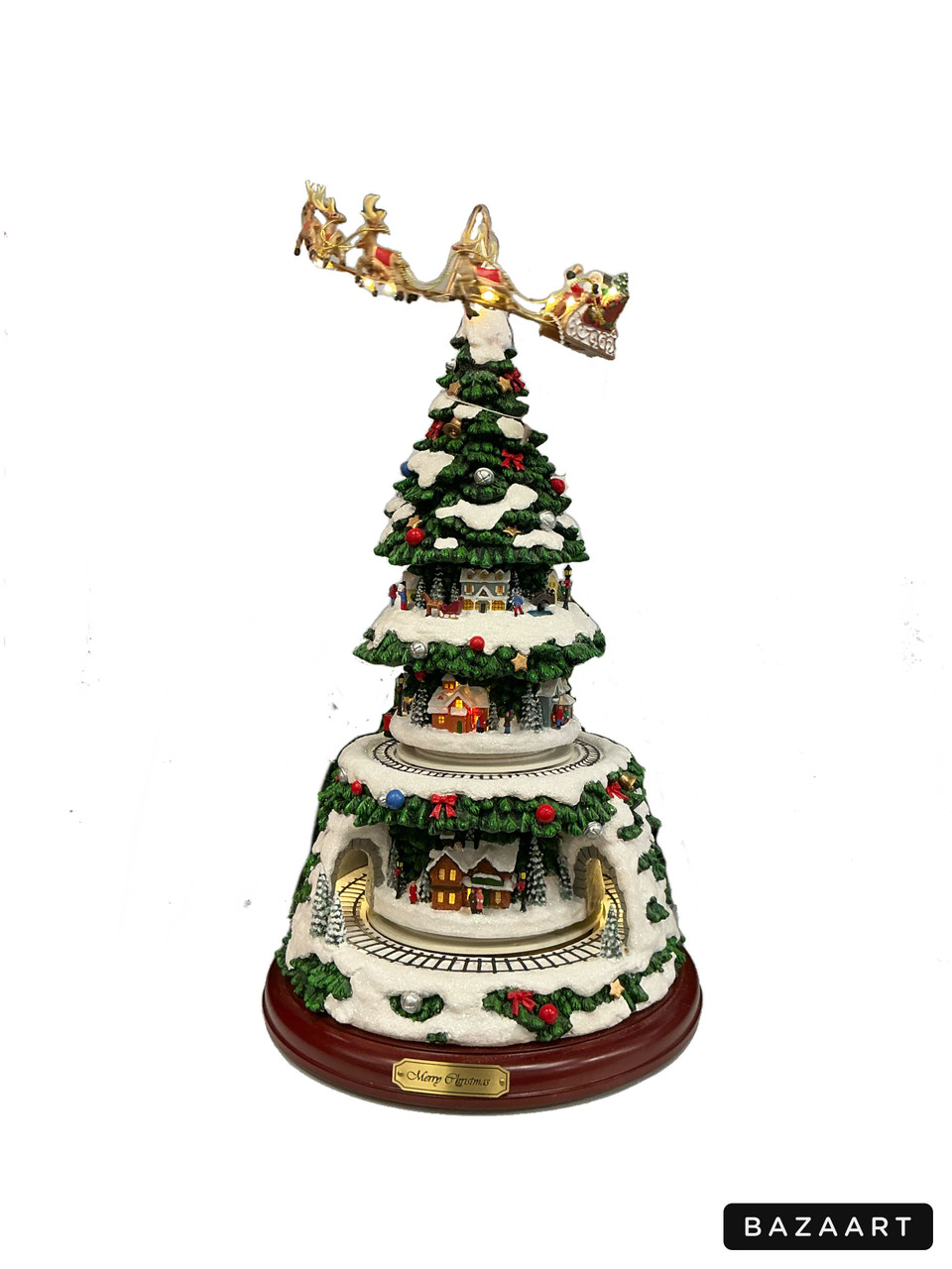 Light up Village - Green Tree 2 Trains LED 43CM img