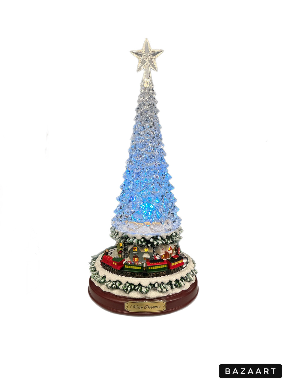 Light Up Village - Crystal Tree with Train LED 36cm img