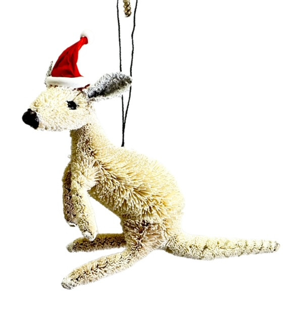 Kangaroo White - Bristlebrush Christmas Ornament - 7-9cm img
