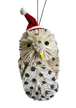 9-10cm White Owl Bristlebrush Ornament - Eco-Friendly Christmas Decor img