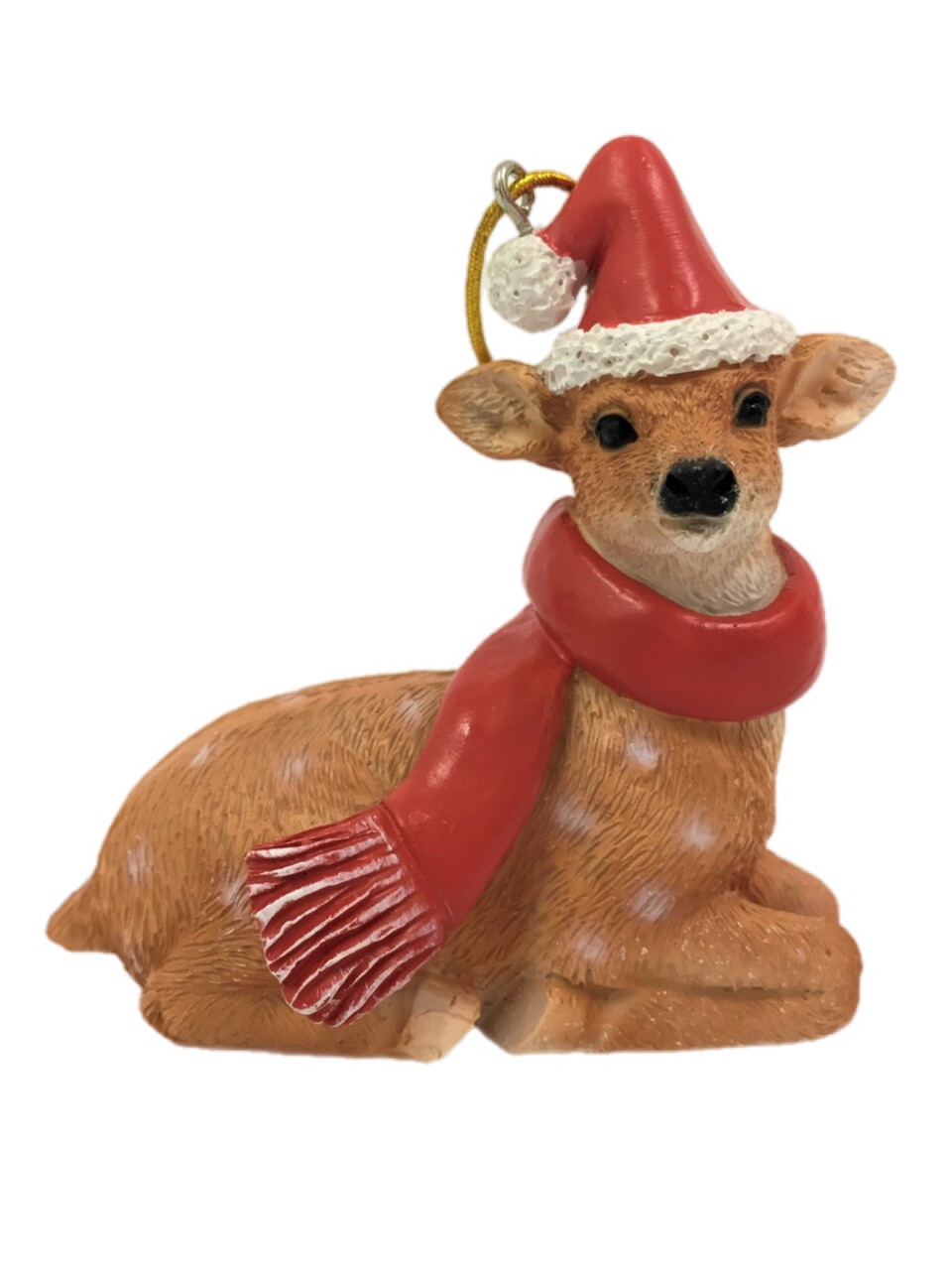 Resin Deer with Scarf Tree Ornament 12cm - Aussie Christmas Decor img