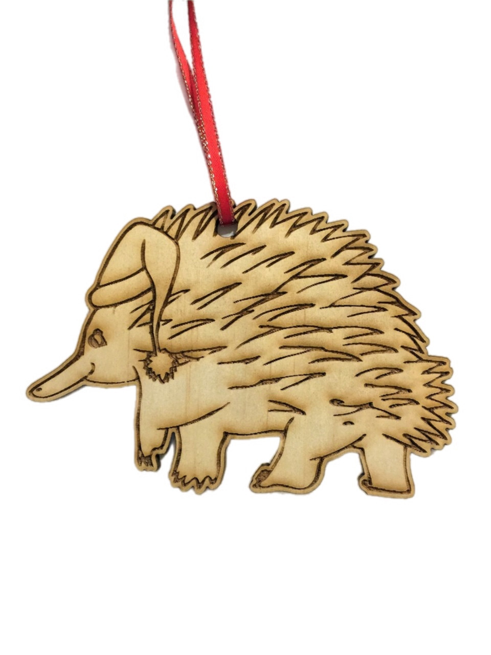 Wooden Echidna Tree Ornament 10cm - Aussie Christmas Holiday Decor img
