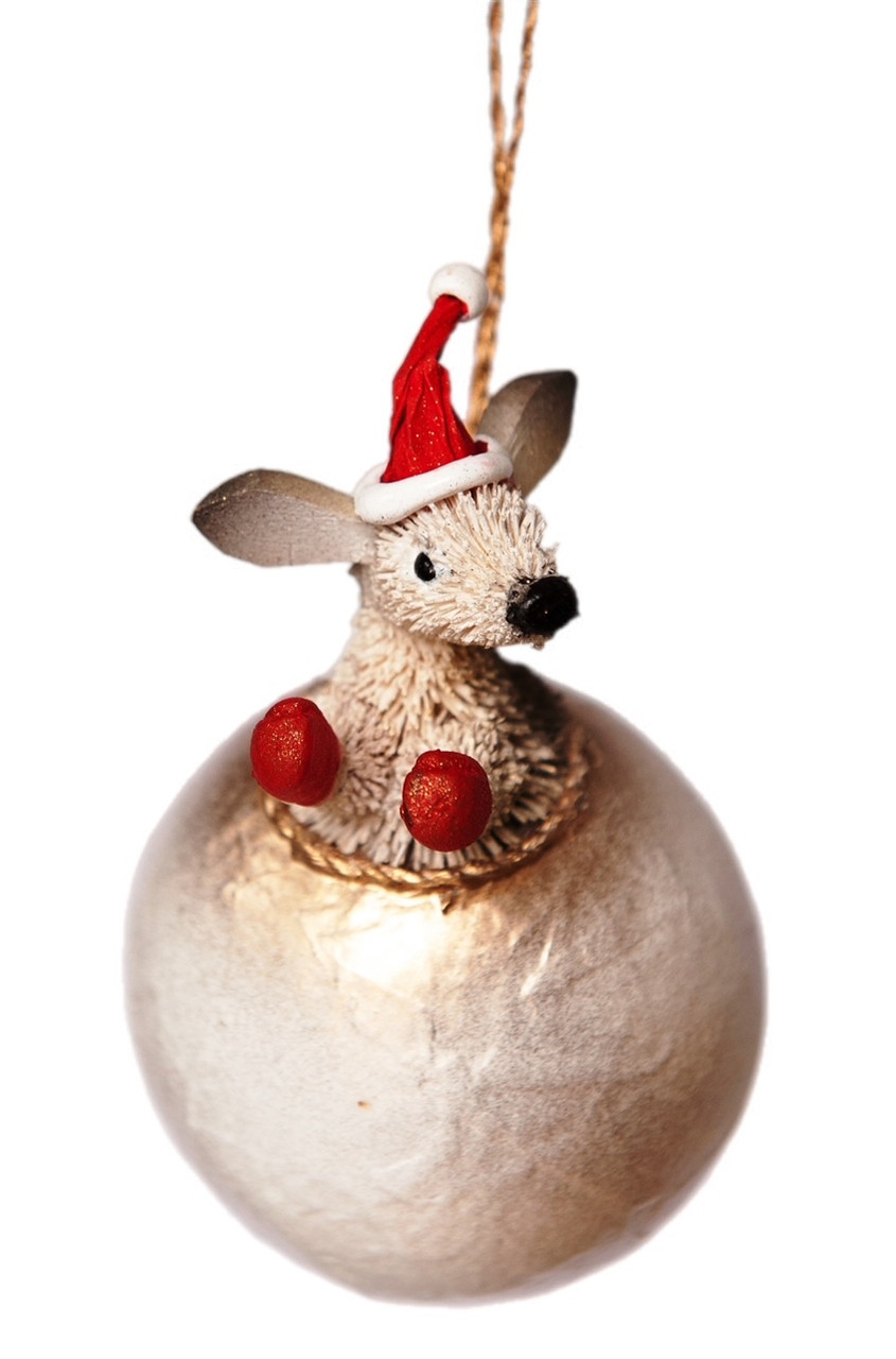 13cm Kangaroo Bristlebrush Bauble - Festive Aussie Christmas Decor img