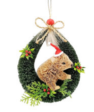 Wombat Christmas Door Hanger Wreath - 15cm Eco-Friendly Decor img