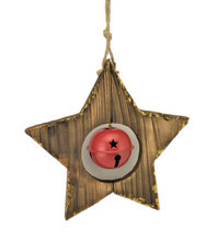 Wooden Door Hanger - Star with Single Bell 33cm img