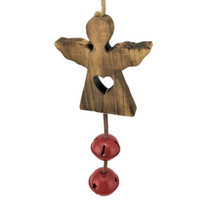 Wooden Door Hanger - Angel with Double Bell 50cm img