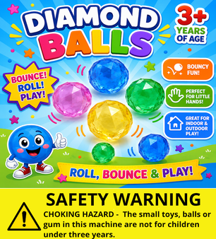 Balls - Diamond Cut Bouncy 32 mm - Header Card Only