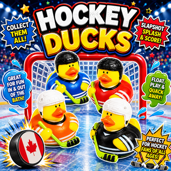 Ducks - Hockey Ducks - 12/Pkg - 2 inch. This Tub Toy is for 3+ years.