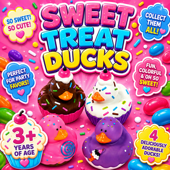 Ducks - Sweet Treats - 12/Pkg - 2 inch. This Tub Toy is for 3+ years.
