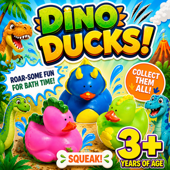 Ducks - Dinosaur - 12/Pkg - 2 inch. This Tub Toy is for 3+ years.