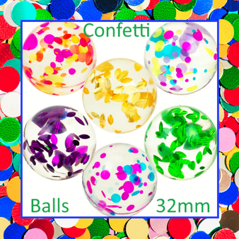 Balls - Confetti Bouncy 32 mm - 200/Pkg