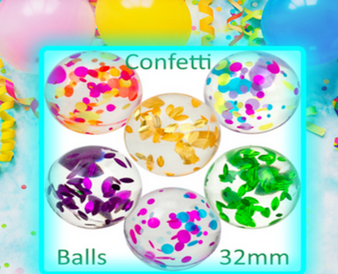 Balls - Confetti Bouncy 32 mm - 200/Pkg