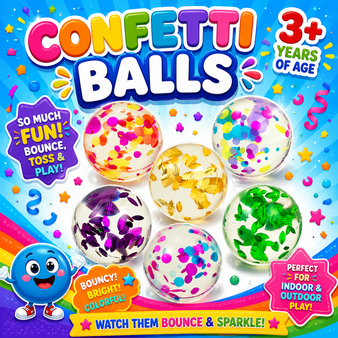 Balls - Confetti Bouncy 32 mm - 200/Pkg