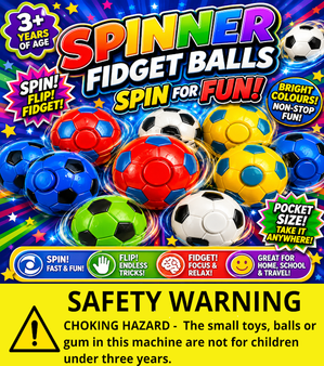 Spinner Fidget Colourful Balls - Plastic 32 mm - 200/BAG -  Header Card