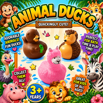 Ducks - Cute Animal - 12/Pkg - 2 inch. This Tub Toy is for 3+ years.