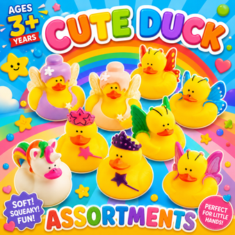 Ducks - Cute  Assortment - 12/Pkg - 2 inch. This Tub Toy is for 3+ years.