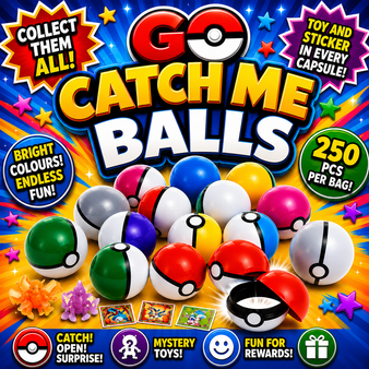 Go Catch Me Capsules with Character & Small Sticker Inside - 250/BAG