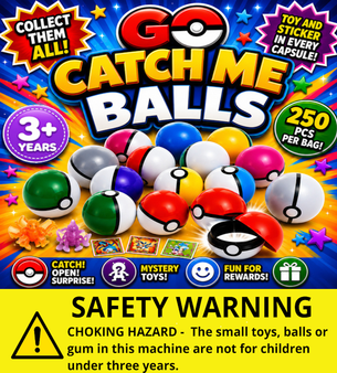 Go Catch Me Capsules with Character & Small Sticker Inside -  Header Card