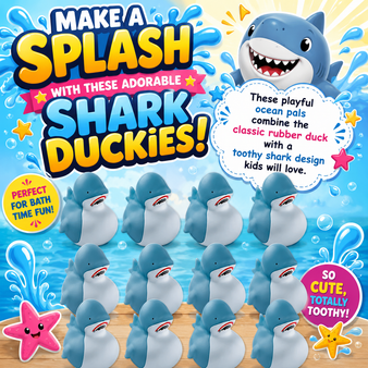Ducks - Shark - 12/Pkg - 2 inch. This Tub Toy is for 3+ years.