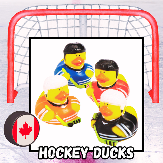 Ducks - Hockey Ducks - 12/Pkg - 2 inch. This Tub Toy is for 3+ years.