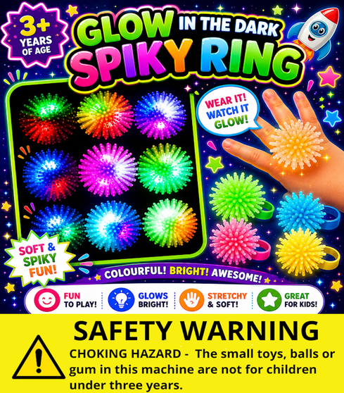 Glow in the Dark Spiky Rings - Header Card Only