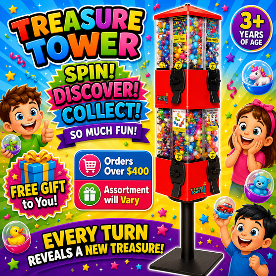 *SUPER Red Treasure Tower - Includes 500 FREE tokens and FREE shipping OUT OF STOCK AT SUPPLIER UNTIL AUG 1
