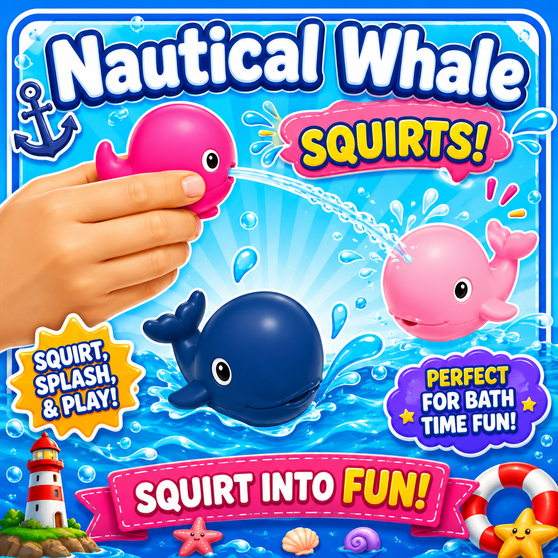Squirts - Lil Nautical Whale - 12/Pkg - 2 1/4 inch. This Tub Toy is for 3+ years.