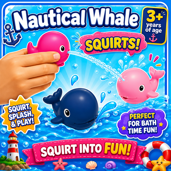 Squirts - Lil Nautical Whale - 12/Pkg - 2 1/4 inch. This Tub Toy is for 3+ years.
