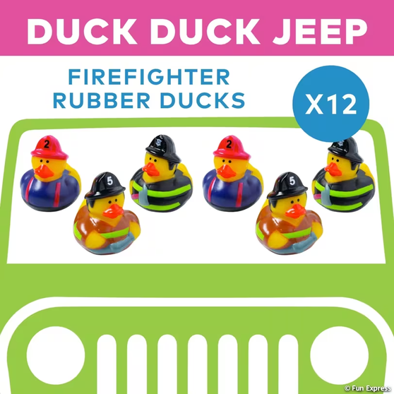 Ducks - Firefighter Ducks - 12/Pkg - 2 inch. This Tub Toy is for 3+ years.