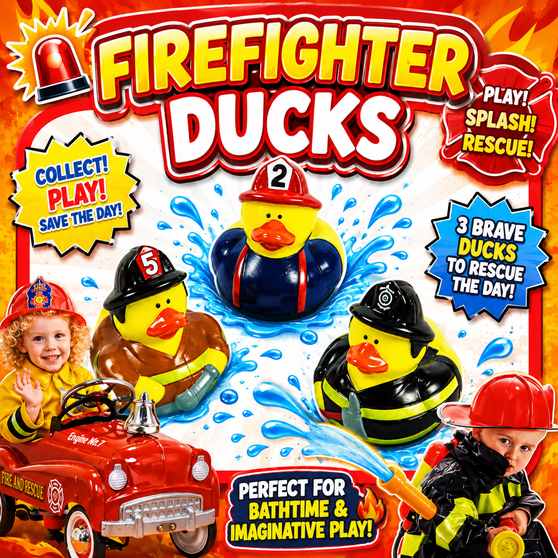 Ducks - Firefighter Ducks - 12/Pkg - 2 inch. This Tub Toy is for 3+ years.