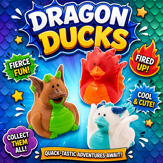 Ducks - Dragon Ducks - 12/Pkg - 2 inch. This Tub Toy is for 3+ years.