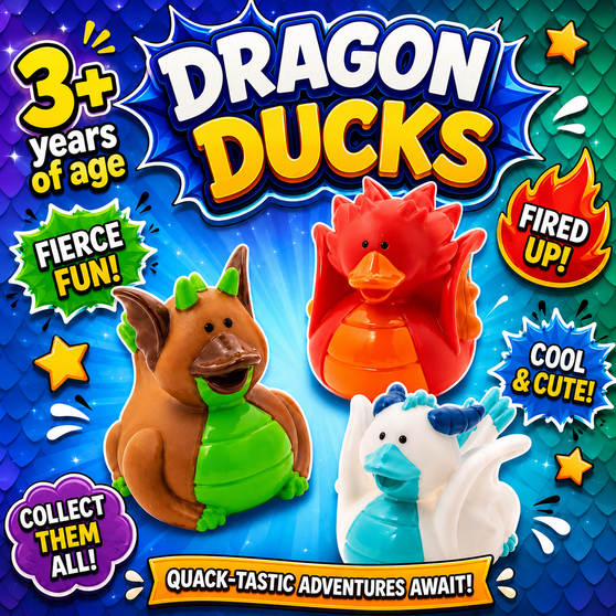 Ducks - Dragon Ducks - 12/Pkg - 2 inch. This Tub Toy is for 3+ years.