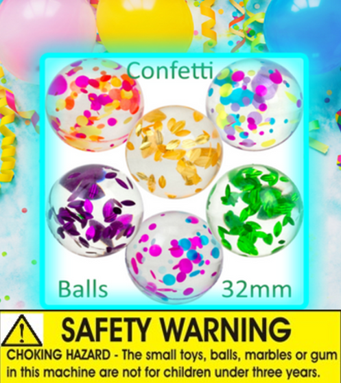Balls - Confetti Bouncy 32 mm - Header Card only