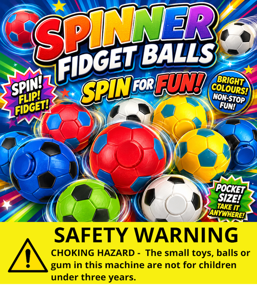 Spinner Fidget Colourful Balls - Plastic 32 mm - 200/BAG -  Header Card