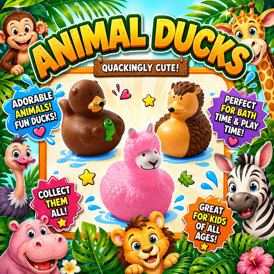 Ducks - Cute Animal - 12/Pkg - 2 inch. This Tub Toy is for 3+ years.