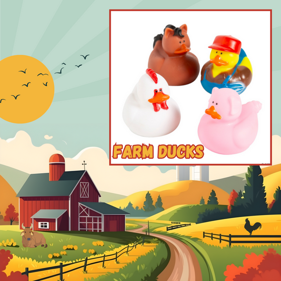 Ducks - Farm - 12/Pkg - 2 inch. These Animals do NOT fit in your Treasure Tower.