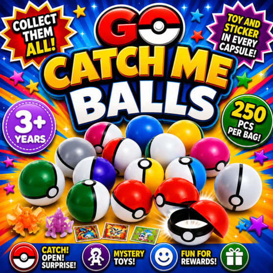Go Catch Me Capsules with Character & Small Sticker Inside - 250/BAG