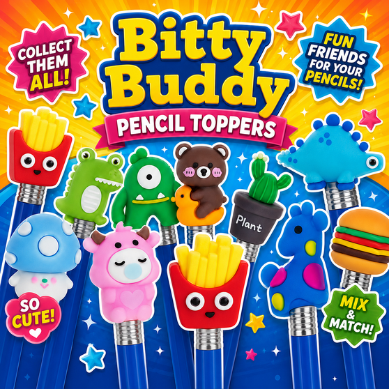 Bitty Buddy Pencil Toppers - 250/Pkg  NEW Series 4